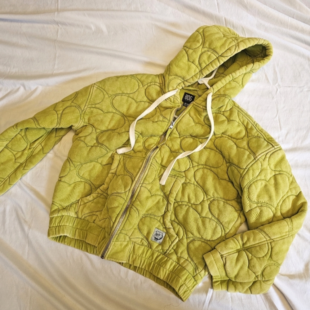 BDG Quilted Green Hoodie